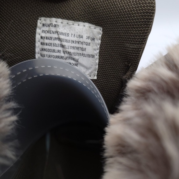 Lugz Flirt Hi Fur Boots Womens 7.5 Olive Green Gray Faux Fur Trim C53BR - Picture 6 of 11